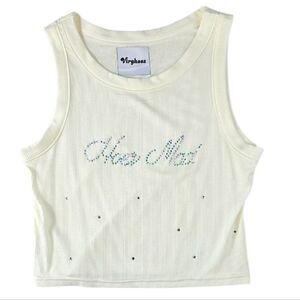 Virghoes Ivory Blingy Crop Tank Top Size Small